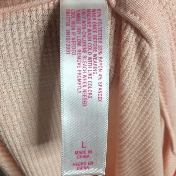 Xhilaration Bell Sleeve Waffle Knit Peach Sleep Top Sleepwear Pajama Large L - Picture 5 of 9